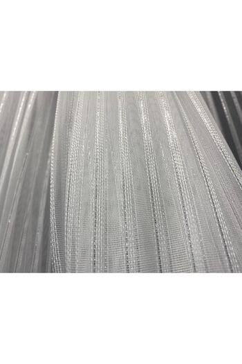 AKÇA TEKSTİL PASTA 350 MODEL SILVERY BROKEN WHITE COLOR READY STITCHED PLEATED TULLE CURTAIN 300*260