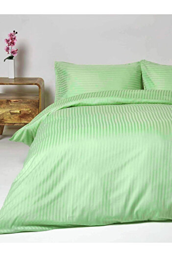 CAQQA Premium Silver Green Single Satin Bedding Set