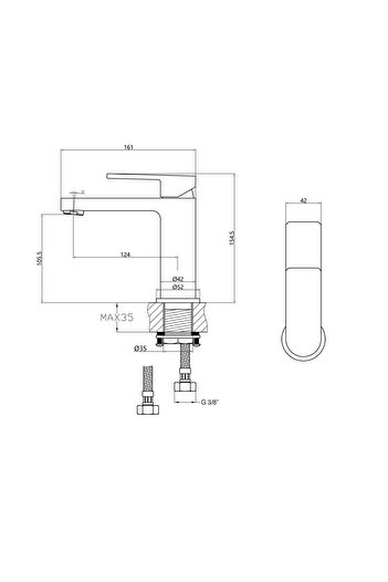 Fause Sink Faucet Piedra Black KLB122-B