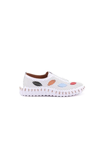 Venüs 2010720 Women's Genuine Leather Elastic Leaf Pattern Casual Shoes