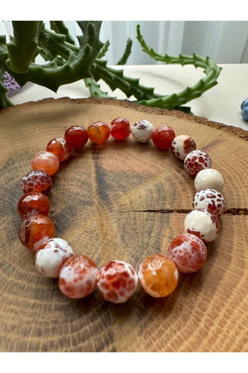 STORE ZARMAN Certified 10 MM Facet Cut Red Agate Bracelet