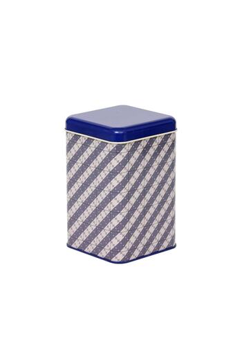 EVLE Ef022-j8 Purple Plaid Striped Patterned Square Metal Storage Container 11x11 Cm