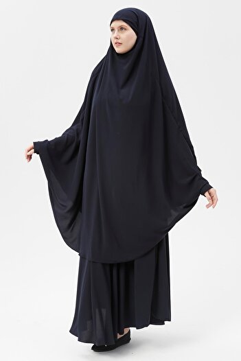 Altobeh Γυναικείο Σετ σεντόνι Hijab Medina Silk με Πέπλο Σουφλέ και Φούστα Navy Blue