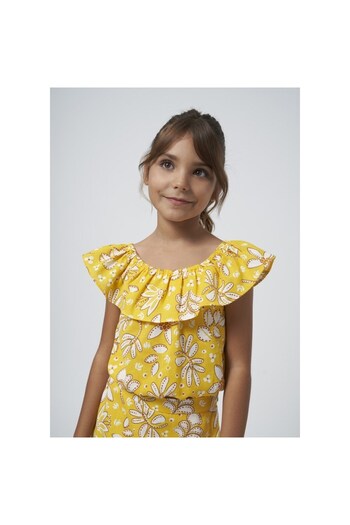 MAYORAL Girls' Short Sleeve Blouse Yellow