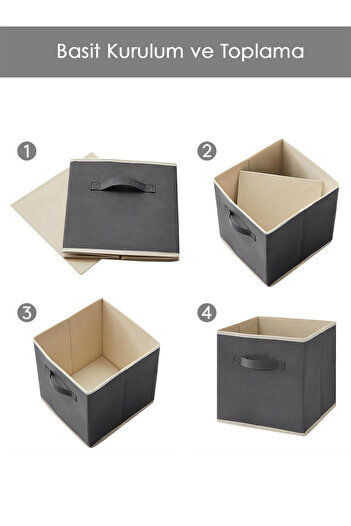 Meleni Home Dolap içi Düzenleyici , Çamaşır Oyuncak Saklama Kutusu Sepet Organizer 33x30x30 1 Adet