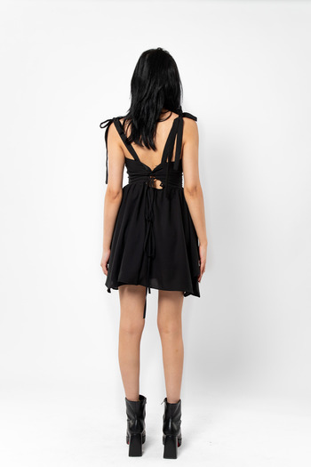 Bak Moda Rochie mini decoltată cu sârmă cu detaliu corset
