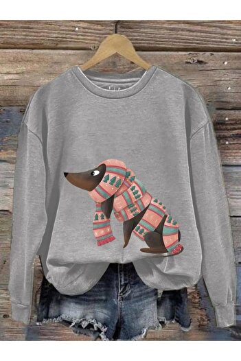 Khione Унісекс дизайн з капюшоном і принтом собаки Oversize Sweatshirt Hoodie