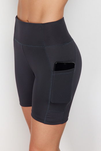 Trendyol Collection Anthracite Double Pocket Detailed Knitted Sports Shorts/Short Leggings THMSS24TY00030