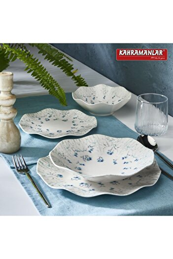 Kahramanlar Yemek Takımı 24 Parça Porselen 6 Kişilik Sare Yuvarlak