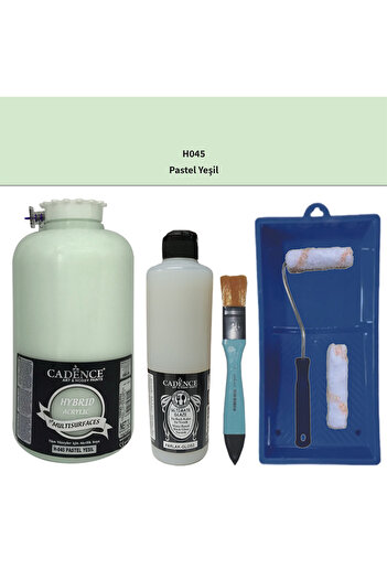 Cadence Boya Mobilya Boyası-Cadence Multisurface H-045 Pastel Yeşil 2Lt Ultmate Parlak Vernik 500Ml Saten RuloSet