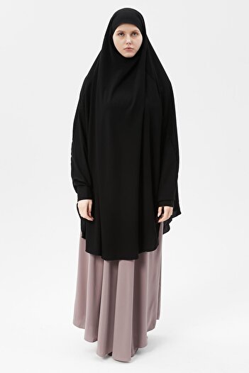 Altobeh Women's Hijab Medina Silk Abaya Top with Veil Souffle Hijab Black
