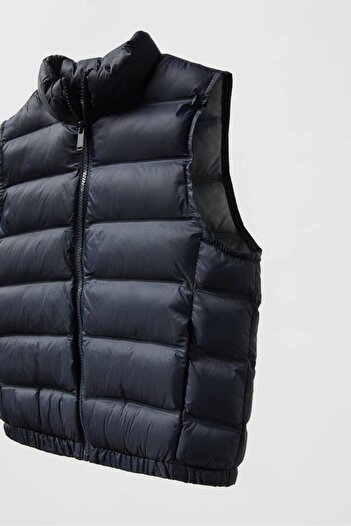 TİJK Boy's Brand Puffer Vest with Elastic Waistband