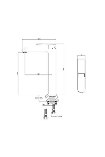 Fause High Bowl Sink Faucet Piedra Black KSL122-B