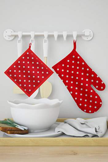 AYSHOME Ays Home Red Polka Dot Gloves Bucket Set