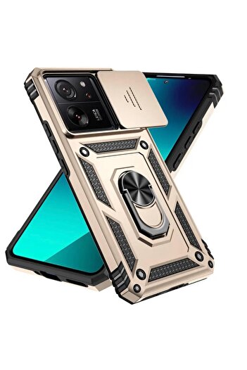 Rivor Xiaomi Mi 13T/13T Pro Kılıf Kamera Korumalı Sürgülü Yüzüklü Darbe Emici Zırhlı Koruyucu Tank Kapak