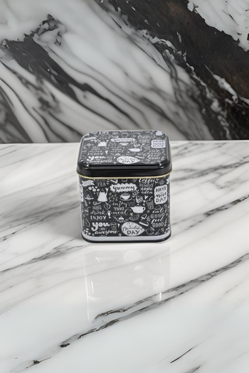 EVLE Ef014-x5 Sn_life Yummy Enjoy Patterned Square Metal Storage Container 9x9 Cm