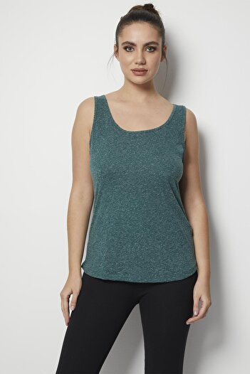 Doremi Women's Green Shiny Sports Tank Top