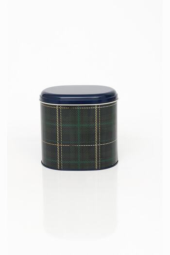 EVLE Ef004-g0 Plaid Green Patterned Oval Metal Storage Container 11x15 Cm