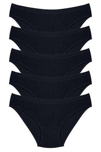 Humaone Women's 100% Cotton 5-Piece Ribbed Bikini Panties