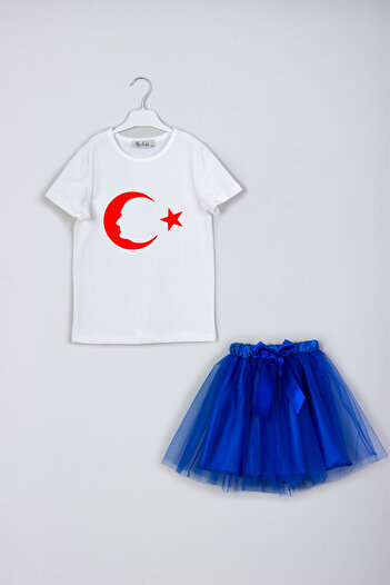 MYADA Moon Star Ataturk Silhouette Printed T-Shirt Tutu Skirt Combination Set