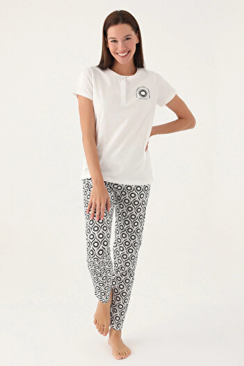 Pierre Cardin Cotton Short Sleeve Women's Pajamas Set Large Size Option V688
