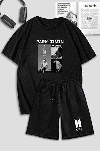 macklin Unisex Γυναικείες ανδρικές φόρμες Park Jimin BTS με τυπωμένο προσαρμοσμένο σχέδιο υπερμεγέθη μπλουζάκι και σορτς