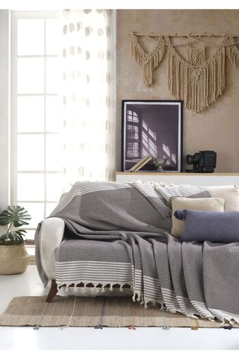 Lux Touch Bergama Mink Buldan Sofa Cover 170 x 210 cm Sofa Throw Sofa Sofa Bed Cover Cotton Throw