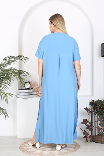 XL Modam ROCHIE DE FEMEIE MĂRIME PLUS ALBASTRĂ CU FĂRĂLĂ
