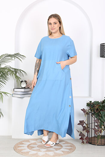 XL Modam ROCHIE DE FEMEIE MĂRIME PLUS ALBASTRĂ CU FĂRĂLĂ