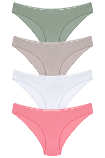 Humaone 4 buc. Chiloți bikini brodat din dantelă verde, bej, alb, somon