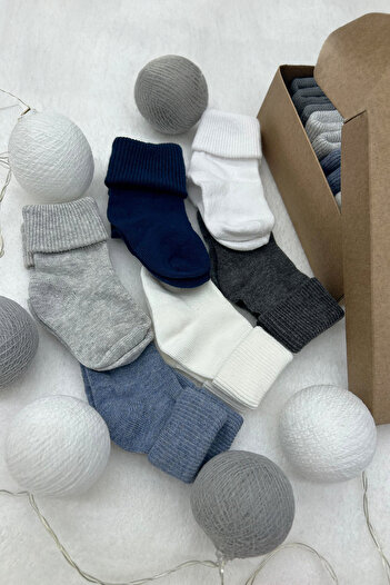 ADABEBEK Organic Newborn Natural 6-Piece Baby Socks Set