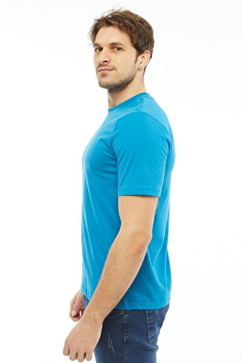 Uniprom Ανδρικό μπλουζάκι με λαιμόκοψη 100% βαμβάκι Indigo