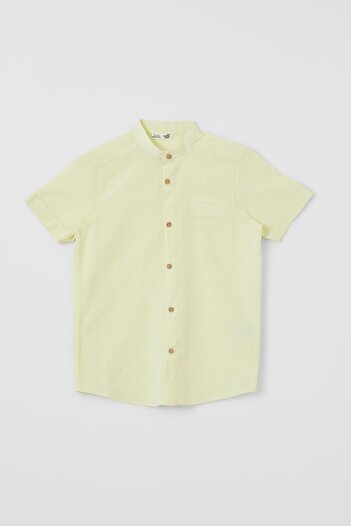 DeFacto Prevailing Collar Boy's Shirt - Linen Texture, Short Sleeve, U0650a621sm