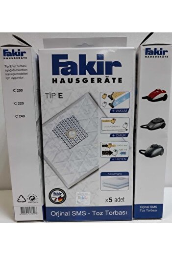 Fakir Microfiber C 200 Type - E Dust Bag 5 Vacuum Cleaners
