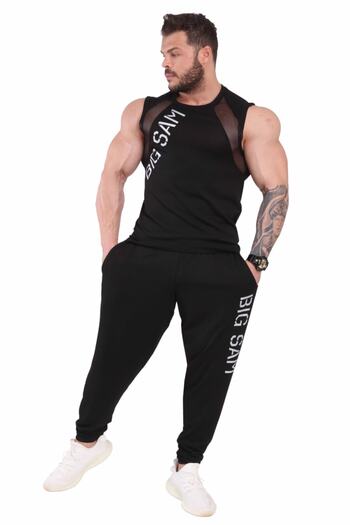 Big Sam Men's Black Sports Training Tank 2349