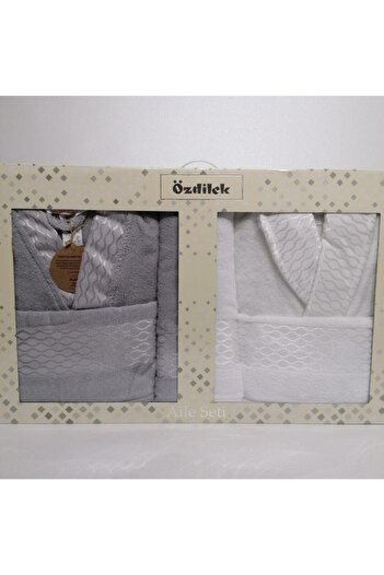 Özdilek Özdilek Elissa Family Set Gray - White Bathrobe Family Set