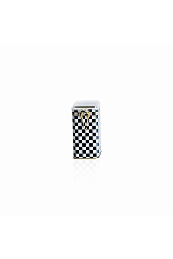 EVLE Ef043-g8 Checkers Black Patterned Rectangular Metal Storage Container 8x10 Cm