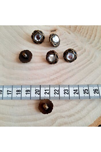 canan dizayn Antique Yellow Stone Metallized Button 15mm (15pcs)