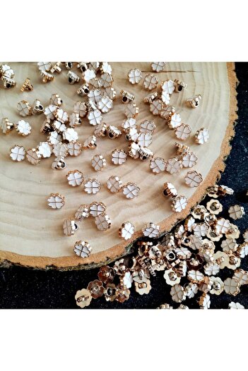 canan dizayn Enameled Gold Clover Button 12mm (20 Pieces)