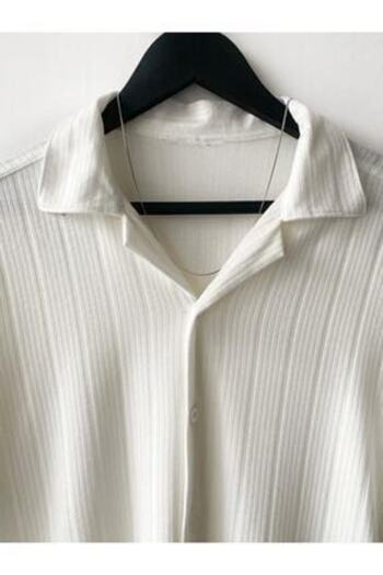 MARRAKECH Men's White Patterned Summer Short Sleeve Shirt