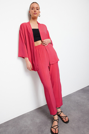 Trendyol Collection Fuchsia Kimono and Trousers Set - Twoss24Au00037