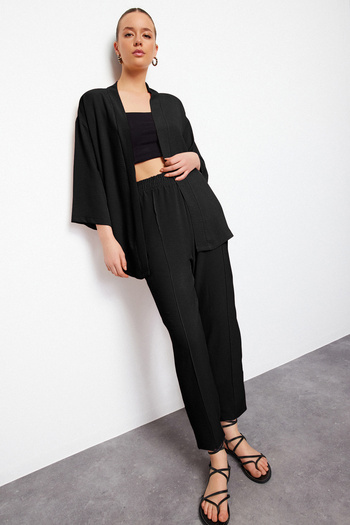 Trendyol Collection Black Kimono and Trousers Set - Twoss24Au00037
