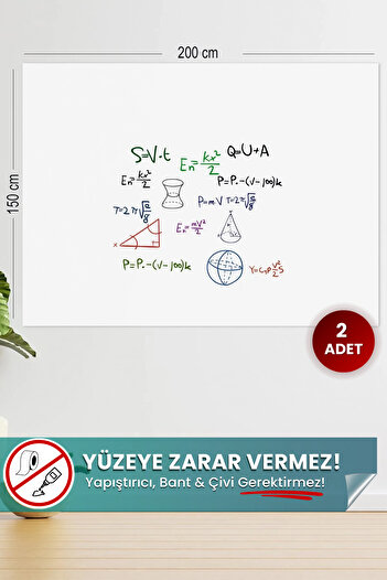 Pi Papers Akıllı Kağıt - 150x200 Cm Beyaz, 2 Adet Not Belge Fotoğraf Tutucu Özellikli Statik Sihirli Pano