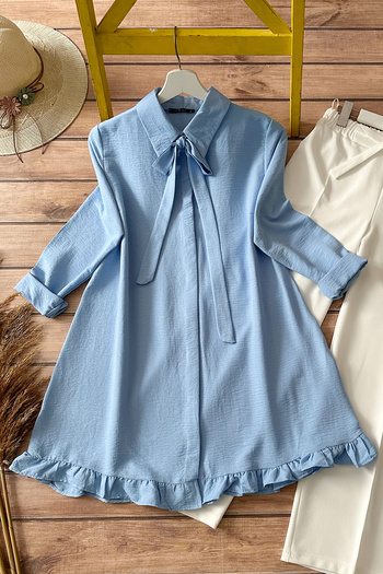 MODAQU Ruffle Tunic Mq3989 - Γαλάζιο