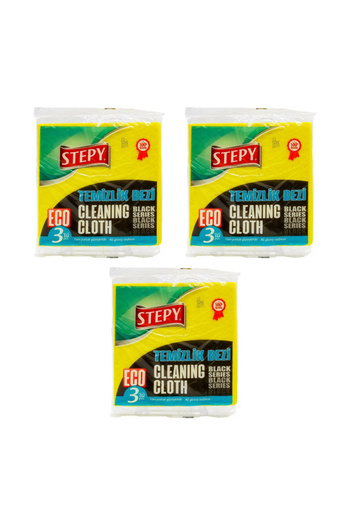 STEPY Black 3-Piece Yellow Cleaning Cloth 35x35 cm x 3 Pack = 9 Pieces