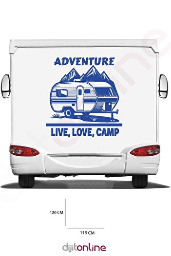 Dijitonline Autocolant Caravană Munte - Autocolant Aventură - Autocolant Camping - 115x120 Cm