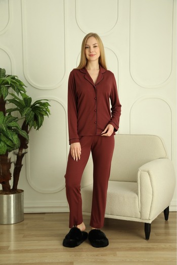Espuar 765 Classic Combed Cotton Women's Shirt Pajama Set