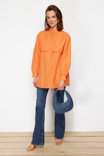 Trendyol Modest Πορτοκαλί βαμβακερό πουκάμισο TCTSS23TG00030