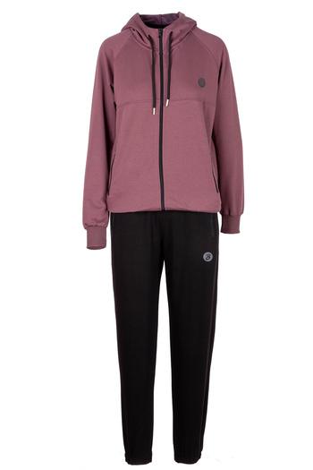 BSM High Quality Women's Tracksuit Set - Hooded, Elastic Leg, Zippered Plum Combed Cotton