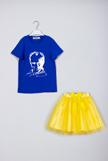 MYADA Ataturk Silhouette and Signed Printed T-Shirt Tutu Skirt Combination Set